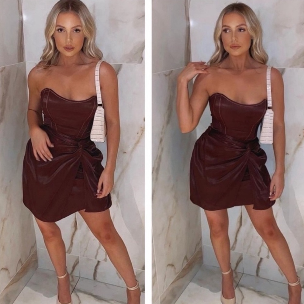 ZARA brown strapless mini dress